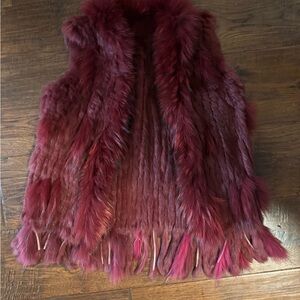Luxurious Burgundy Fur Vest